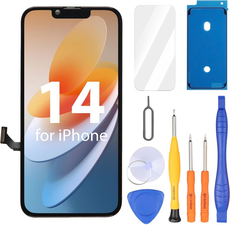 Ayake Store for iPhone 14 Screen Replacement, 6.1 inch FHD LCD Display and Touch Digitizer Screen, True Tone Programmable, Face ID Remains (for A2649, A2881, A2884, A2883, A2882) - Image 1